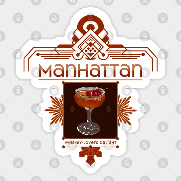 Retro Manhattan Cocktail Illustration Sticker by H. R. Sinclair